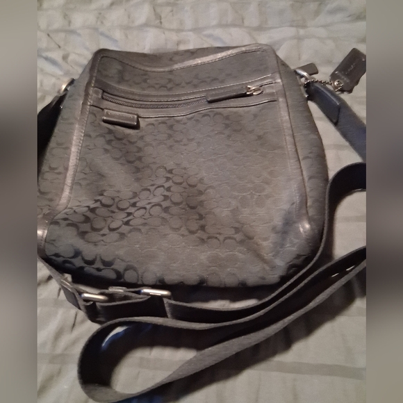 Coach Handbags - Coach Unisex Black Crossbody Bag Canvas  With Leather Accents